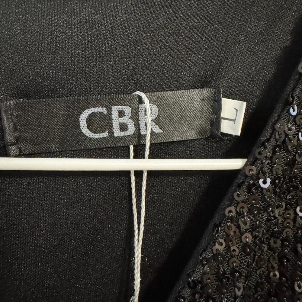 CBR Black Sequin Long Sleeve Wrap-Front Dress - Picture 4 of 7